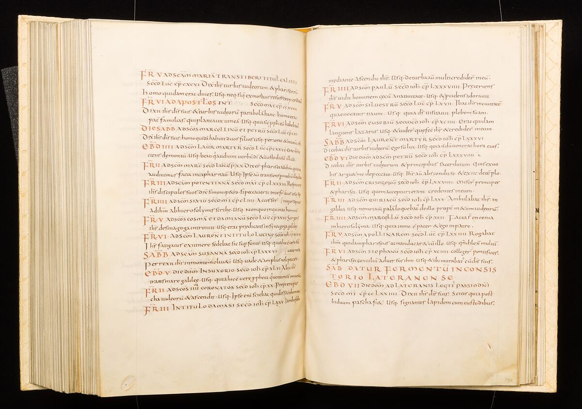 Gospel Book, Ink and opaque watercolor on parchment; modern leather binding, Carolingian