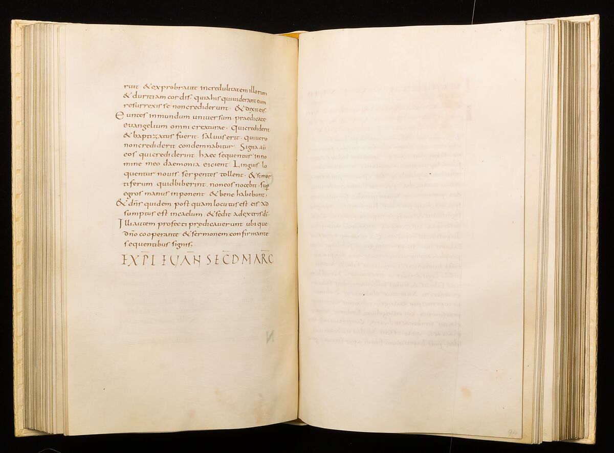 Gospel Book, Ink and opaque watercolor on parchment; modern leather binding, Carolingian