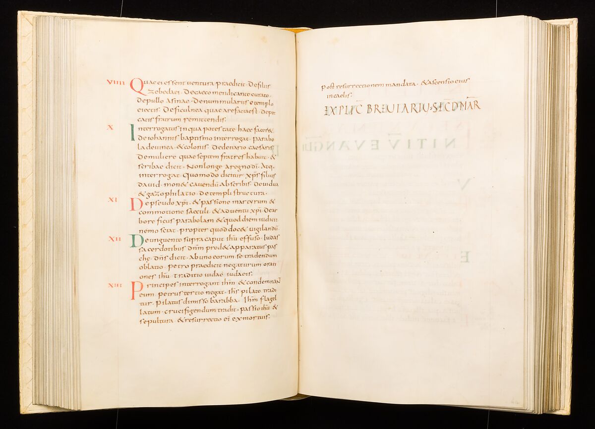 Gospel Book, Ink and opaque watercolor on parchment; modern leather binding, Carolingian