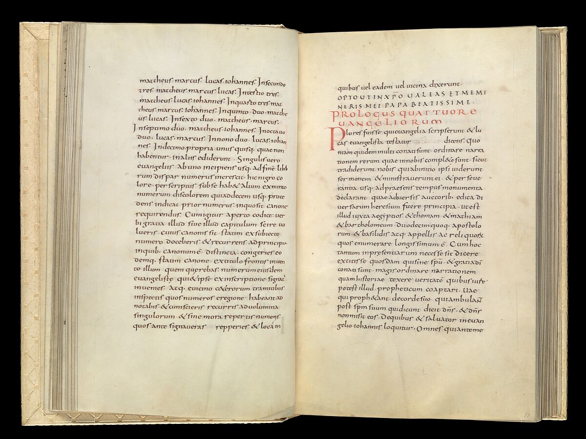 Gospel Book, Ink and opaque watercolor on parchment; modern leather binding, Carolingian