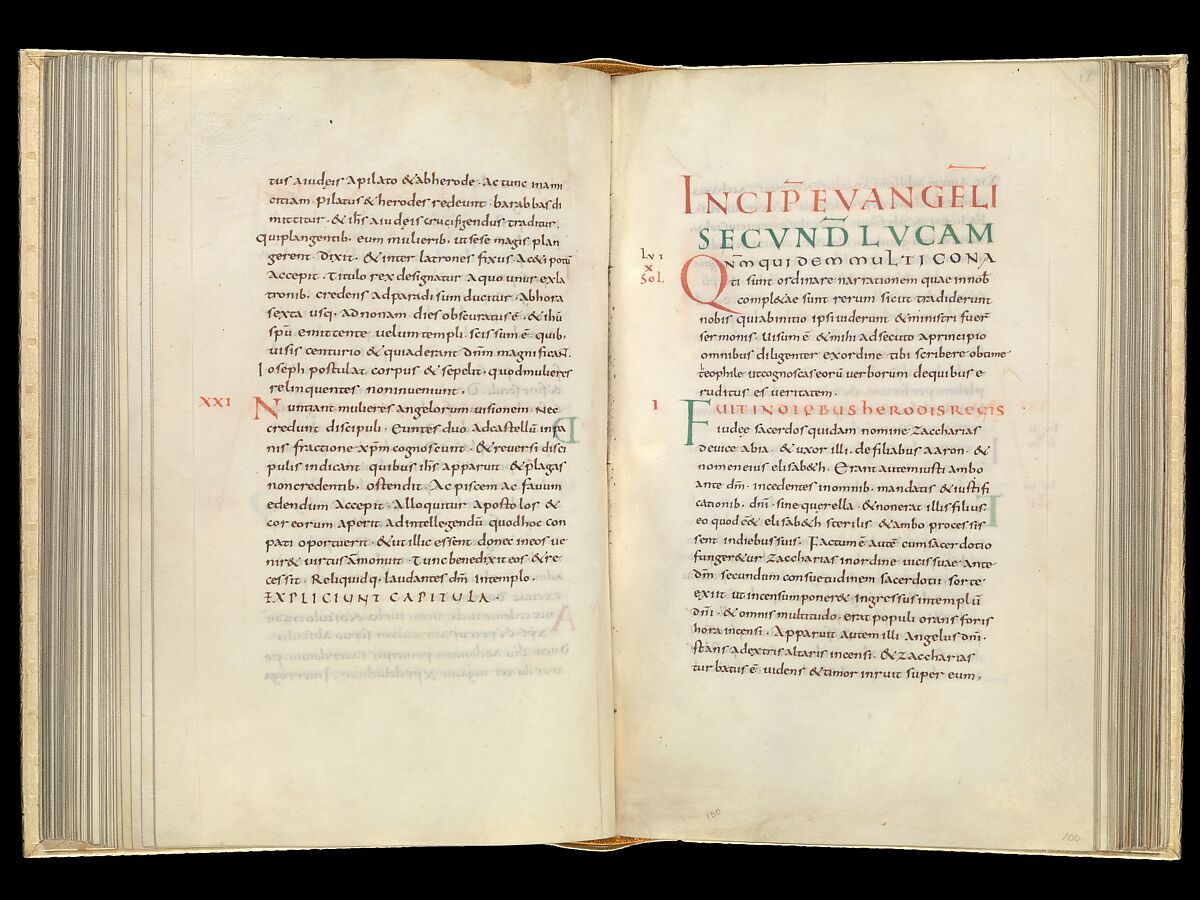 Gospel Book, Ink and opaque watercolor on parchment; modern leather binding, Carolingian