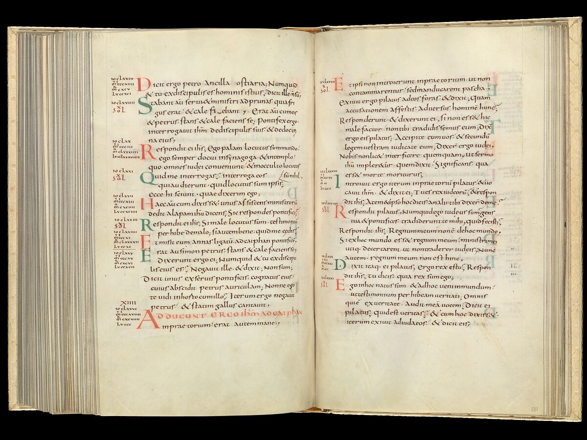 Gospel Book, Ink and opaque watercolor on parchment; modern leather binding, Carolingian