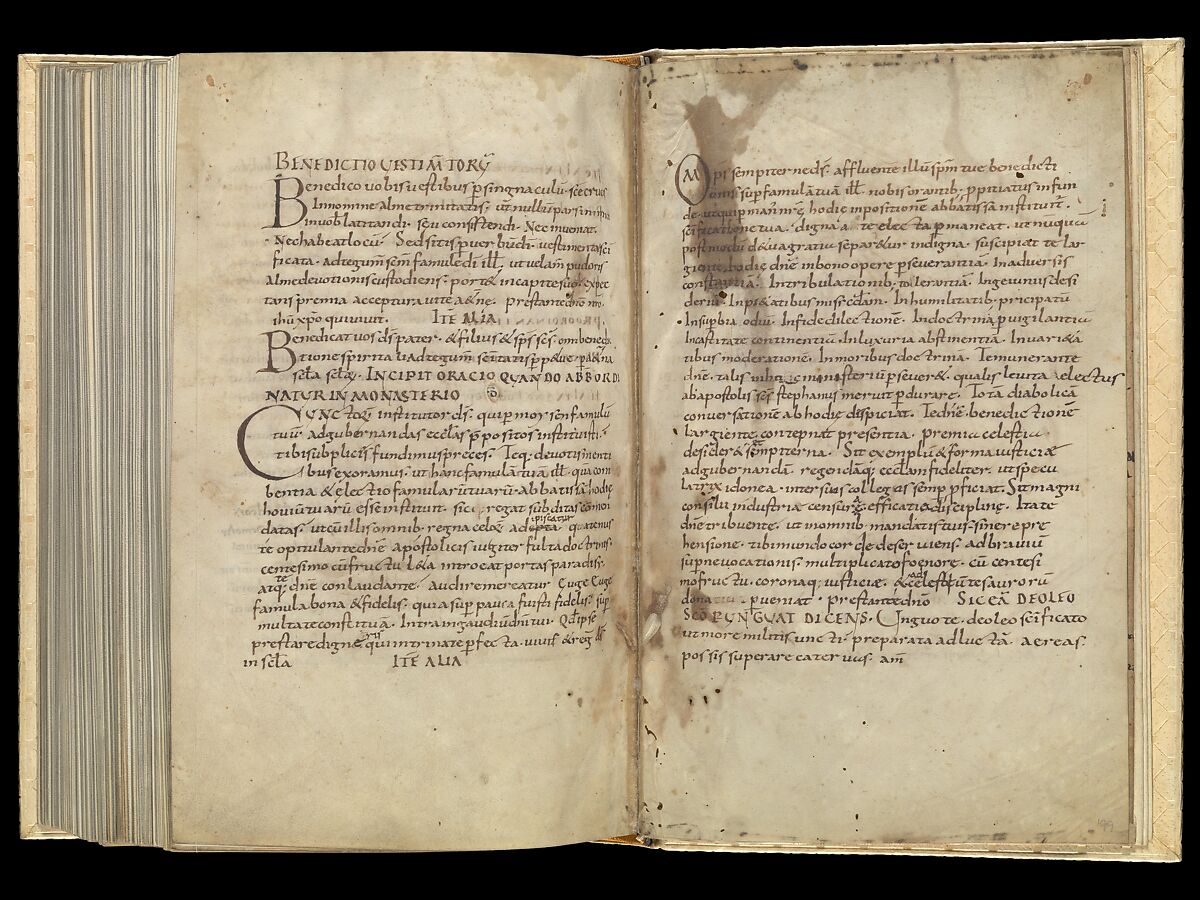 Gospel Book, Ink and opaque watercolor on parchment; modern leather binding, Carolingian