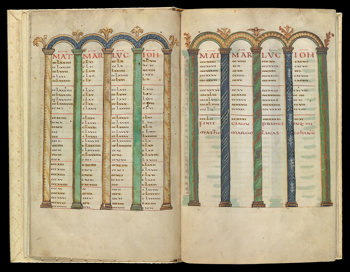 Gospel Book, Ink and opaque watercolor on parchment; modern leather binding, Carolingian