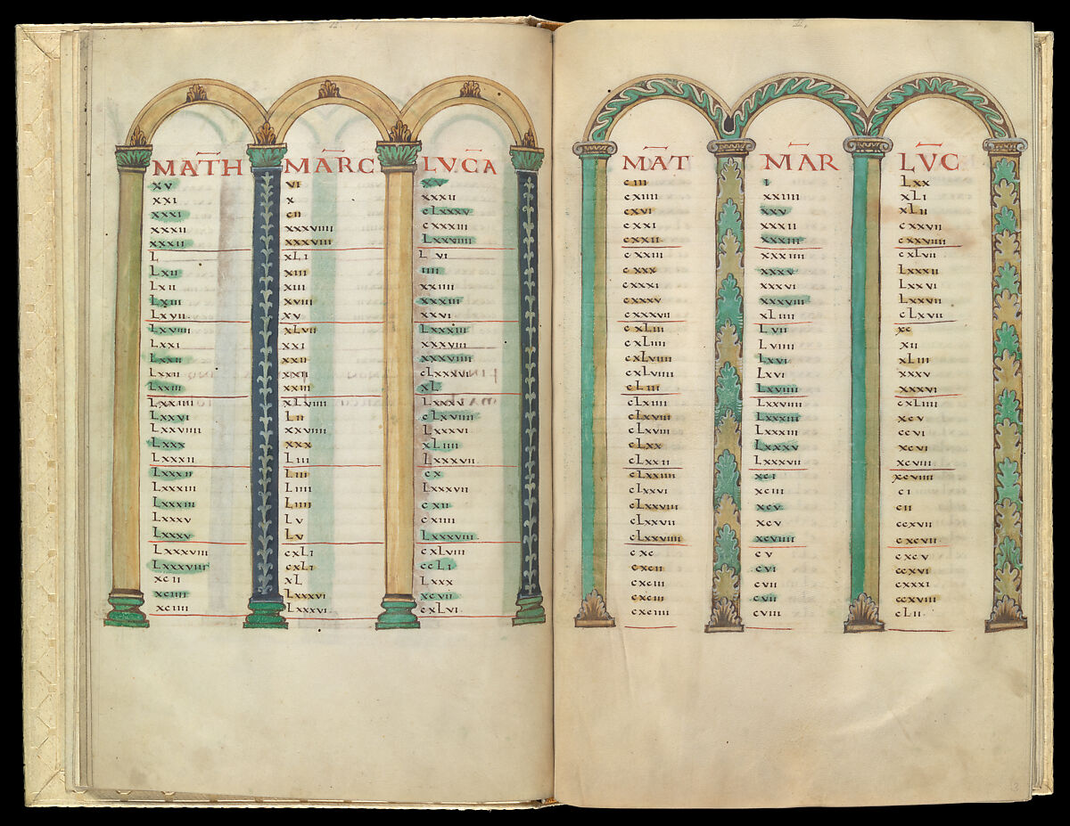 Gospel Book, Ink and opaque watercolor on parchment; modern leather binding, Carolingian