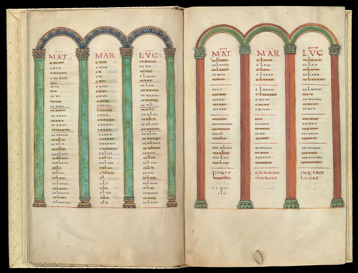 Gospel Book, Ink and opaque watercolor on parchment; modern leather binding, Carolingian