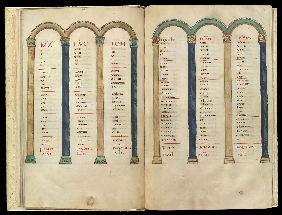 Gospel Book, Ink and opaque watercolor on parchment; modern leather binding, Carolingian