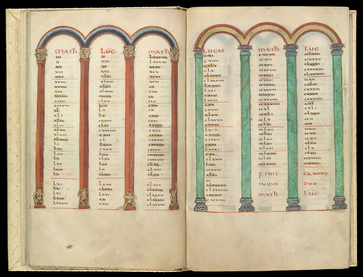 Gospel Book, Ink and opaque watercolor on parchment; modern leather binding, Carolingian