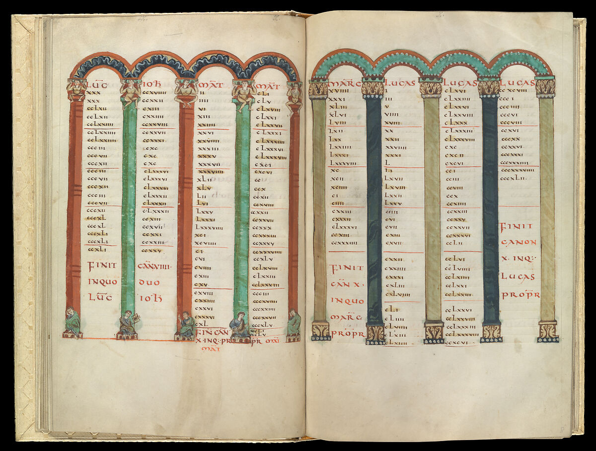 Gospel Book, Ink and opaque watercolor on parchment; modern leather binding, Carolingian