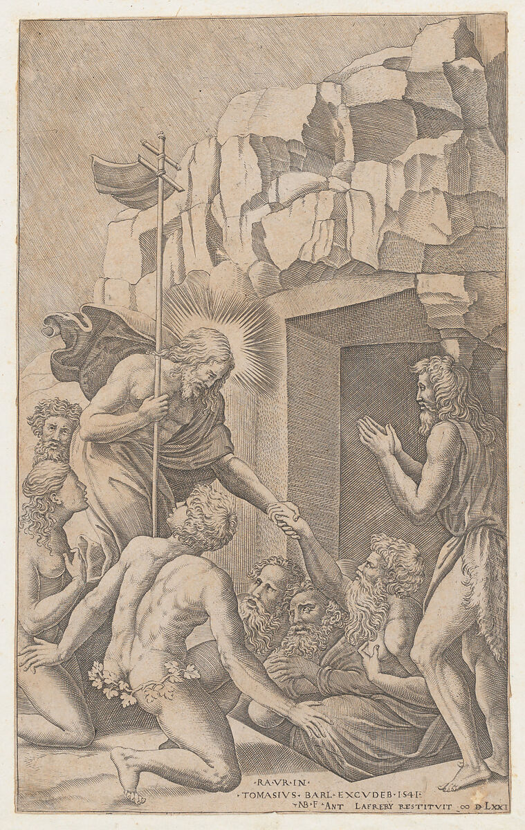 Christ in Limbo, after Raphael, Nicolas Beatrizet (French, Lunéville 1515–ca. 1566 Rome (?)), Engraving; third state of three 