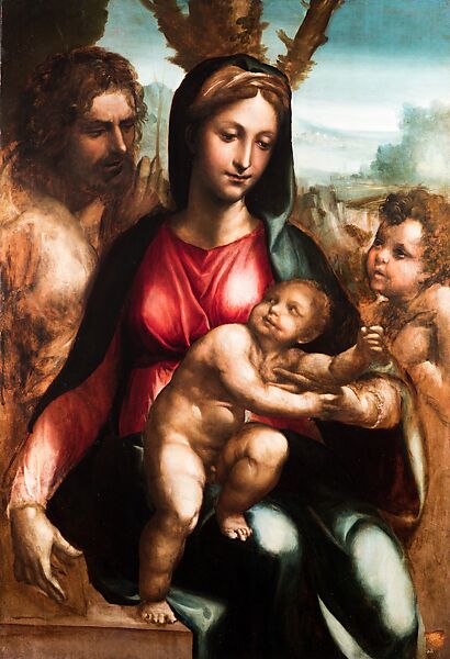 Holy Family with the Infant Saint John the Baptist, Sodoma (Giovanni Antonio Bazzi) (Italian, Vercelli 1477–1549 Siena), Oil on wood 