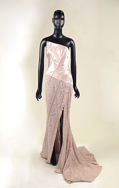 Evening dress, John Galliano (founded 1984), silk, metal, cotton, British 
