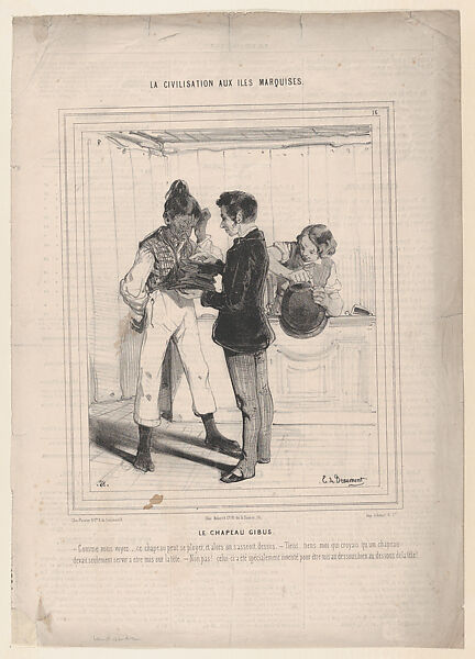 The Opera Hat, Edouard de Beaumont (French, Lannion 1821–1888 Paris), Lithograph 