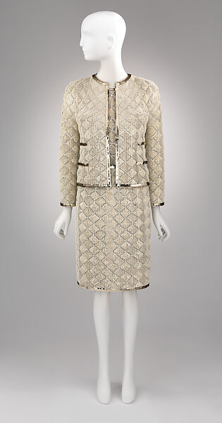 Suit, wool and silk with metal, Coco Chanel designer for House of Chanel,  French, 1970