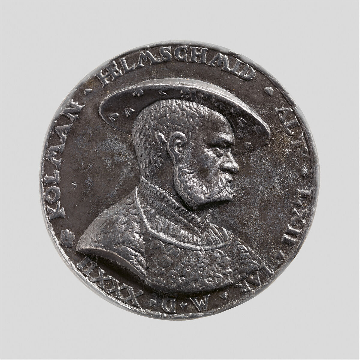 Medal of Kolman Helmschmid (1471–1532), After a model by Hans Kels the Younger (German, 1508/10–1565), Lead, German, Augsburg 
