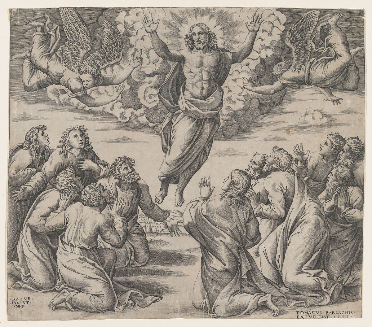 The Transfiguration, after Raphael, Nicolas Beatrizet (French, Lunéville 1515–ca. 1566 Rome (?)), Engraving; first state (?) 
