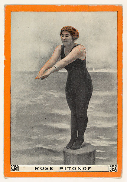 Rose Pitonof, No. 6, The Starting Dive, from the Champion Women Swimmers series (T221), issued by Pan Handle Scrap, Issued by Pan Handle Scrap Company, Commercial color lithograph 