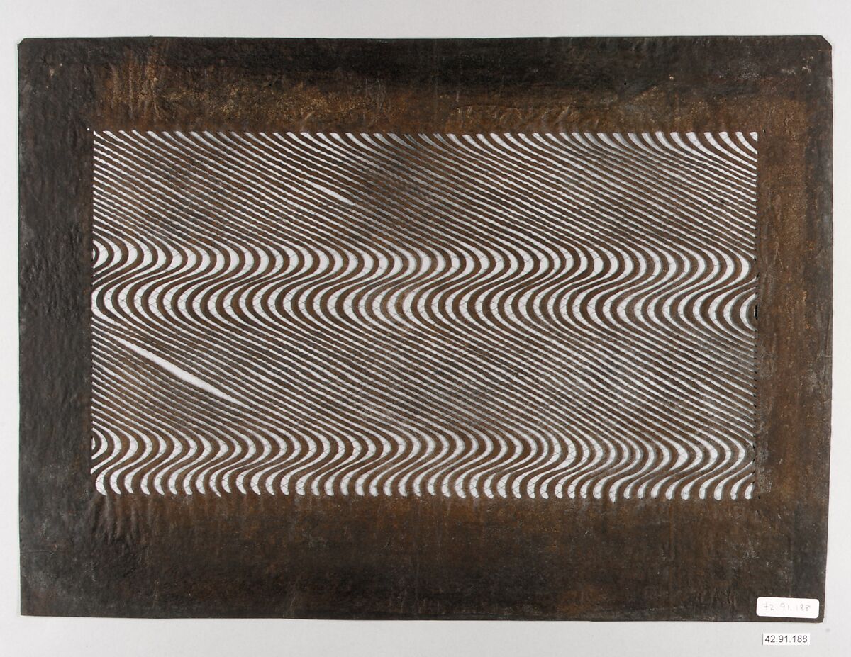 Stencil with Pattern of Parallel, Undulating Lines, Paper reinforced with silk, Japan 
