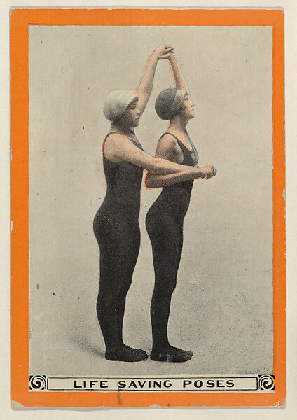 Life Saving Poses, No. 99, How to Approach a Drowning Person, from the Champion Women Swimmers series (T221), issued by Pan Handle Scrap, Issued by Pan Handle Scrap Company, Commercial color lithograph 