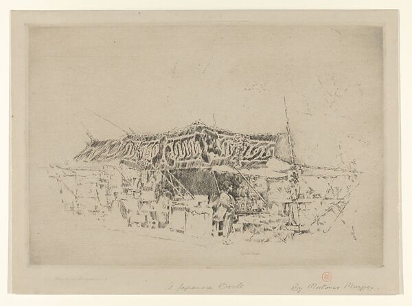 A Japanese Booth (Who'll Buy), Mortimer Menpes (Australian, Port Adelaide 1855–1938 Pangbourne, England), Drypoint with plate tone 