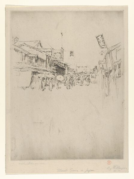 Street Scene in Japan, Mortimer Menpes (Australian, Port Adelaide 1855–1938 Pangbourne, England), Drypoint with plate tone 