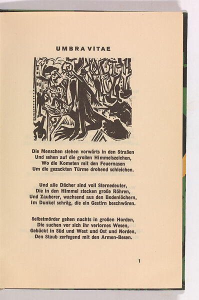 Umbra vitae (Shadow of Life), Ernst Ludwig Kirchner (German, Aschaffenburg 1880–1938 Frauenkirch), Book with woodcut illustrations