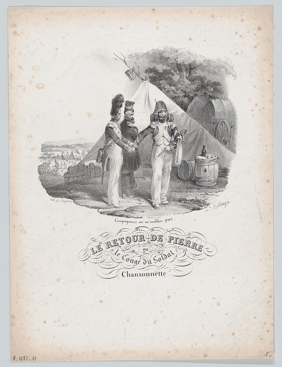 Pierre's Return or The Soldier's Vacation, Hippolyte Bellangé (French, 1800–1866), Lithograph 
