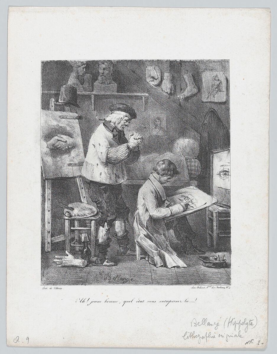 Ah! Young Man! What a record you have undertaken here...!, Hippolyte Bellangé (French, 1800–1866), Lithograph 