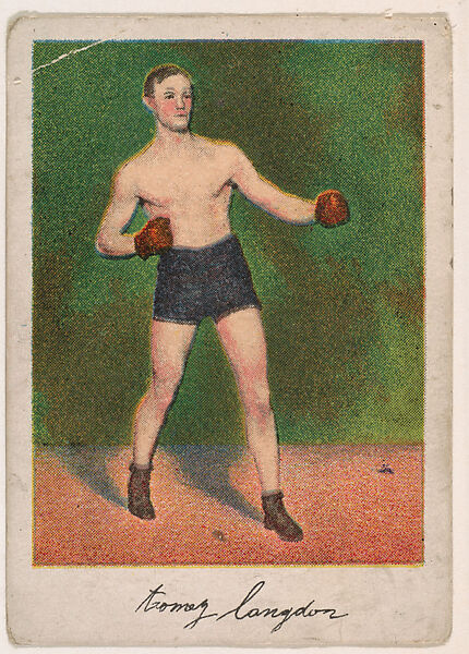 Tommy Langdon, Feather Weight, from the Prize Fighter series (T225-102), issued in cigarettes distributed by The Khedivial Company and The Surbrug Company, Issued by The Khedivial Company, Commercial color lithograph 
