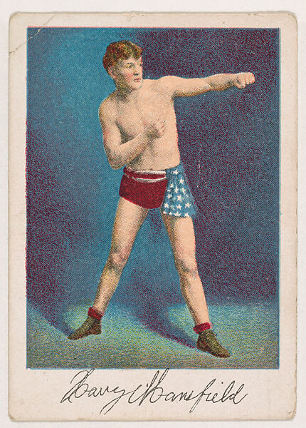 Harry Mansfield, Middle Weight, from the Prize Fighter series (T225-102), issued in cigarettes distributed by The Khedivial Company and The Surbrug Company, Issued by The Khedivial Company, Commercial color lithograph 
