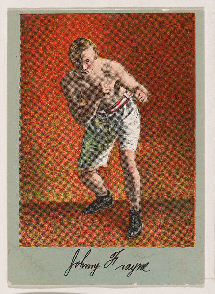 Johnny Frayne, from the Prize Fighter series (T225-101), issued in cigarettes distributed by The Khedivial Company and The Surbrug Company, Issued by The Khedivial Company, Commercial color lithograph 