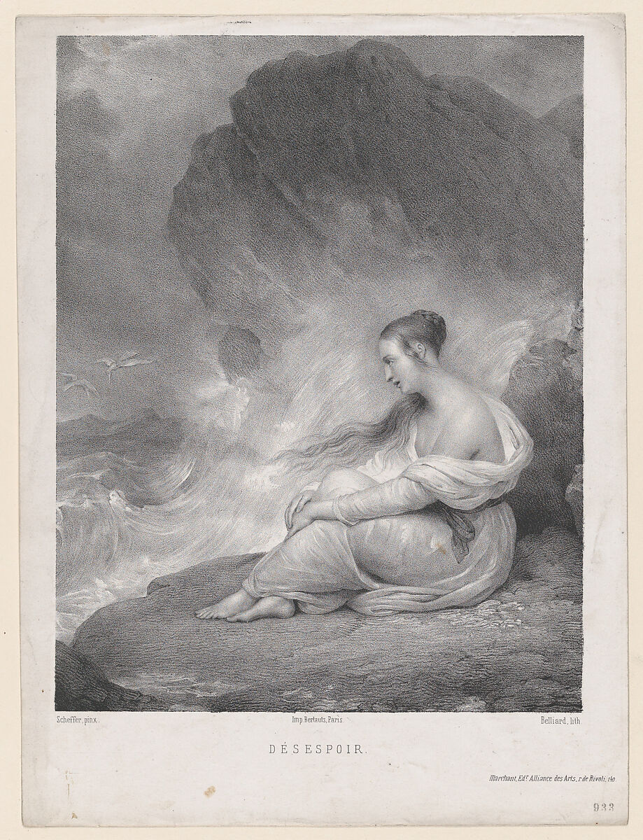 Despair, Zéphirin Belliard (French, 1798–1861), Lithograph 
