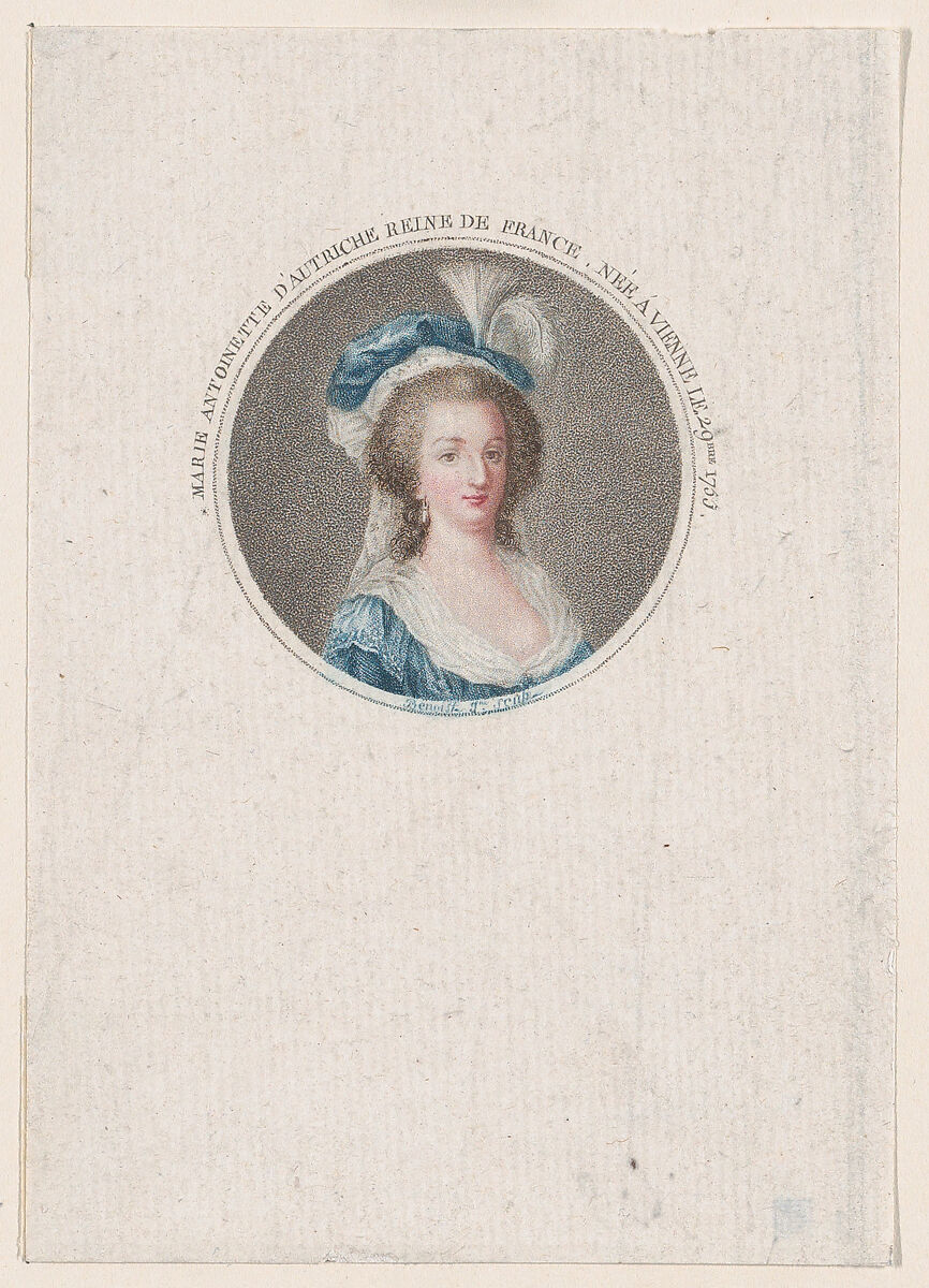 Marie Antoinette of Austria, Queen of France, J. L. Benoist (French, active Paris, 1800–40), Colored stipple engraving and etching; second state of two 