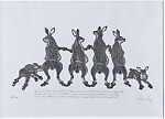 Dance of the Hares, Tivi Etok (First Nations, Inuit, born Kenutakjak, Nunavut Territory, 1928), Stonecut 