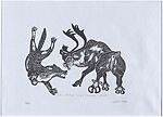 Wolf Attacking Caribou