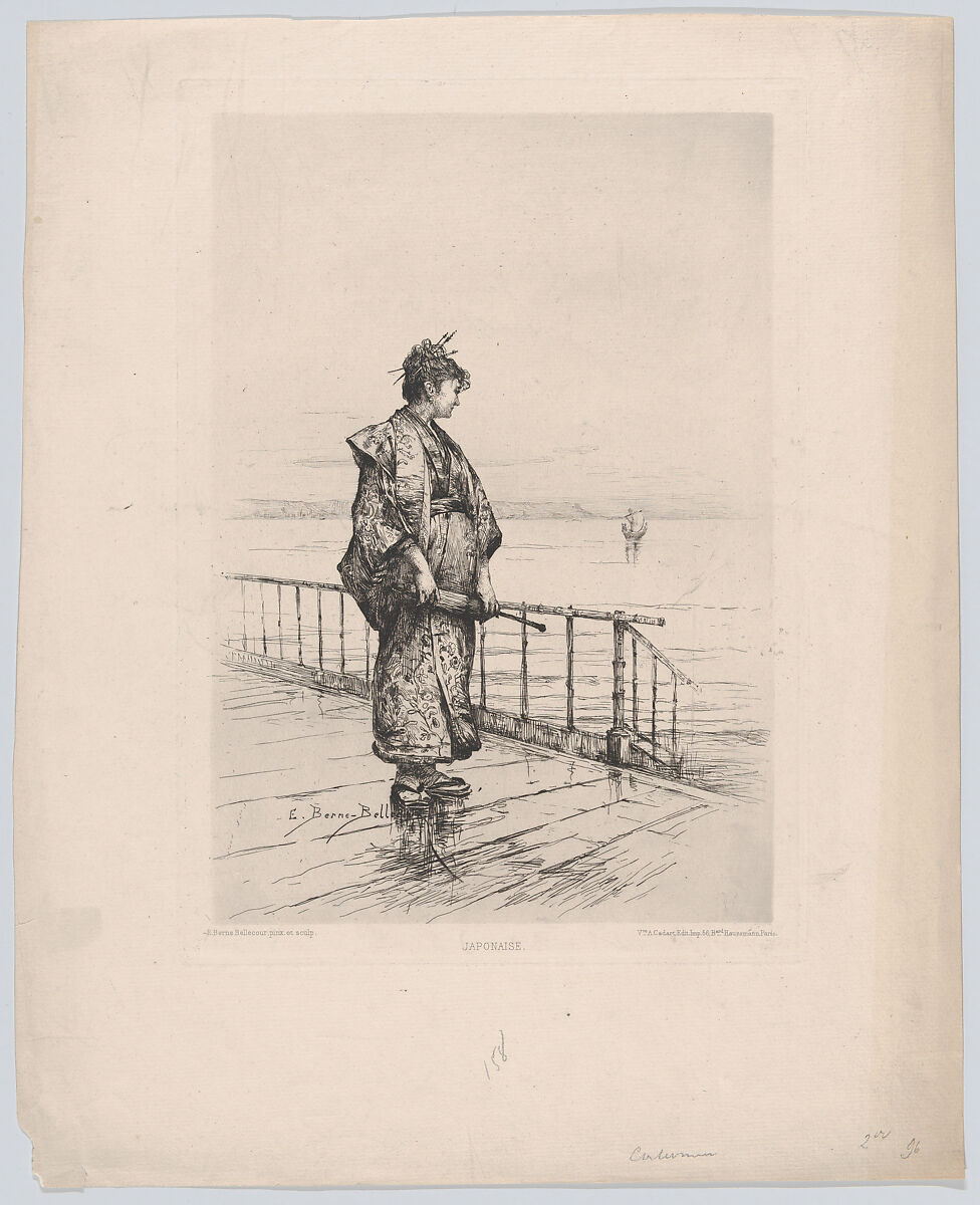 The Japonese Woman, Etienne-Prosper Berne-Bellecour (French, Boulogne-sur-Mer 1838–1910 Paris), Etching, drypoint 