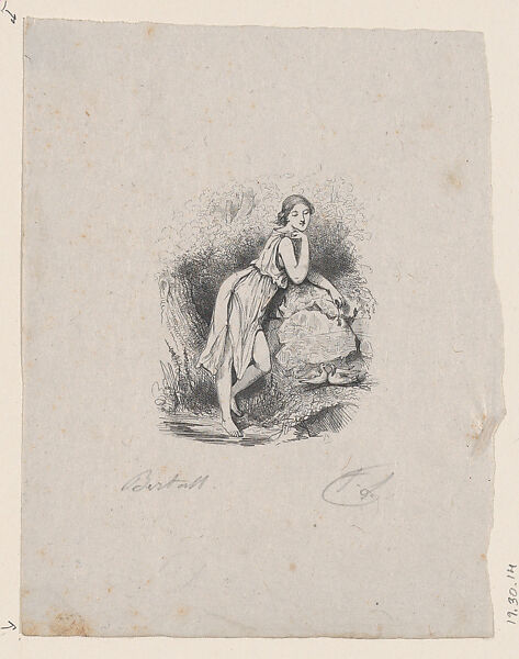 Woman with a Flower, Félix Leblanc (French, born Paris, 1823), Wood engraving 