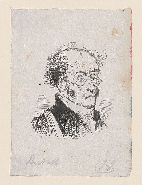 Bust portrait of a man in glasses, Félix Leblanc (French, born Paris, 1823), Wood engraving 