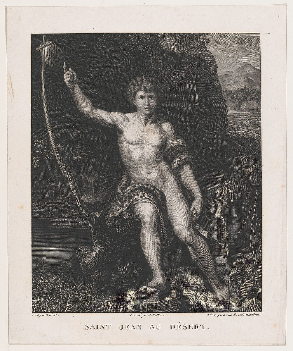 Saint John the Baptist in the Desert, Charles Clément Bervic (French, Paris 1756–1822 Paris), Etching and engraving; fourth state 