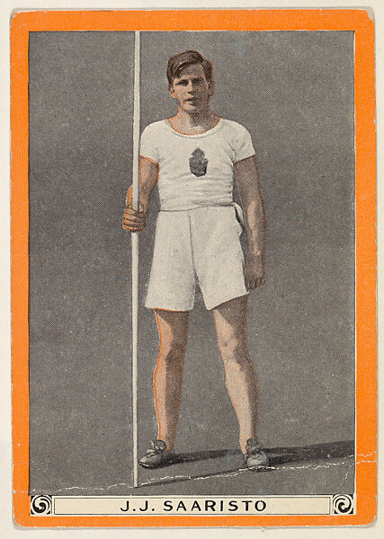 J. J. Saaristo, from for the World's Champion Athletes series (T230), Issued by Pan Handle Scrap Company, Commercial color lithograph 