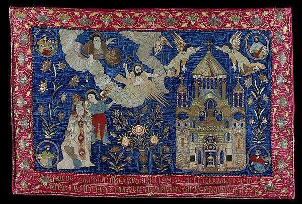 Altar Frontal, Gold thread, silver thread, and silk thread on silk, Armenian 