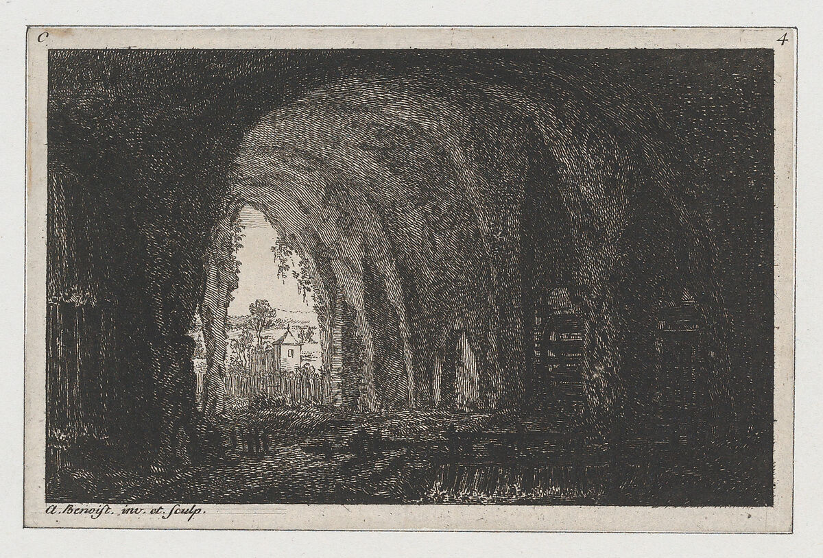 Interior of a Cave, Antoine Benoist (French, Soissons (Aisne) 1721–1770 London), Engraving 