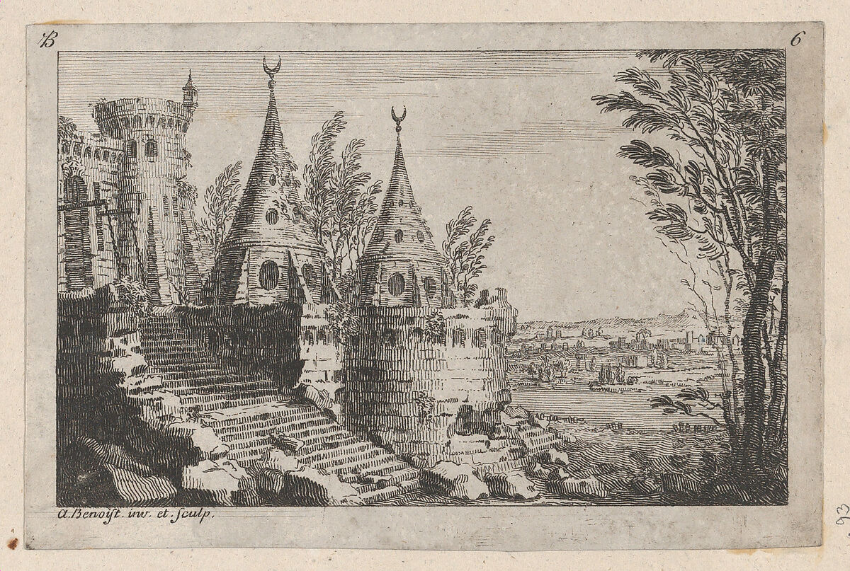 View of a Castle, Antoine Benoist (French, Soissons (Aisne) 1721–1770 London), Engraving 