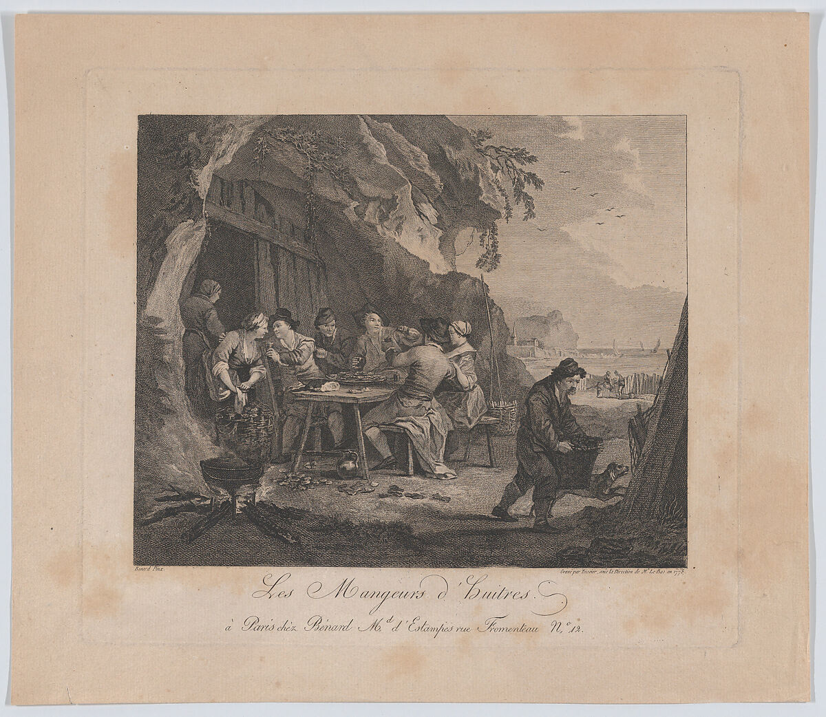 The Oyster Eaters, Jean Tessier (French, active 1770–78), Engraving and etching 