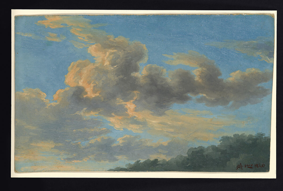 Cloud Study in the Late Afternoon, Jean-Michel Cels (Belgian, The Hague 1819–1894 Brussels), Oil on paper 