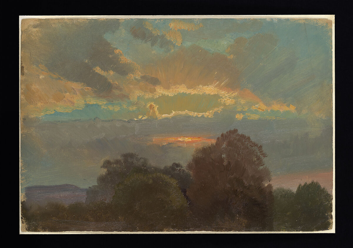 Sky Study (Sunset), Carl Maria Nicolaus Hummel (German, Weimar 1821–1907 Weimar), Oil on paper 
