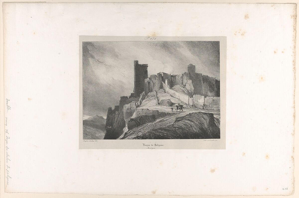 The Dungeon of Polignac, Eugène Isabey (French, Paris 1803–1886 Lagny), Lithograph in black on light gray chine collé laid down on ivory wove paper; second state of two 