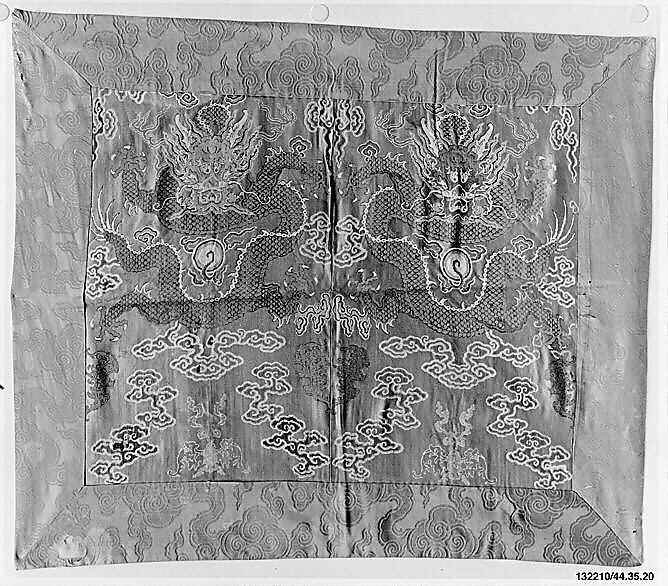 Panel, Silk, metallic thread;  bordered with silk;  lined with cotton, China 