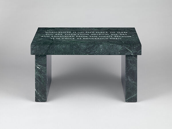 Survival: When There Is No Safe Place…, Jenny Holzer (American, born Gallipolis, Ohio, 1950), Serpentine footstool 