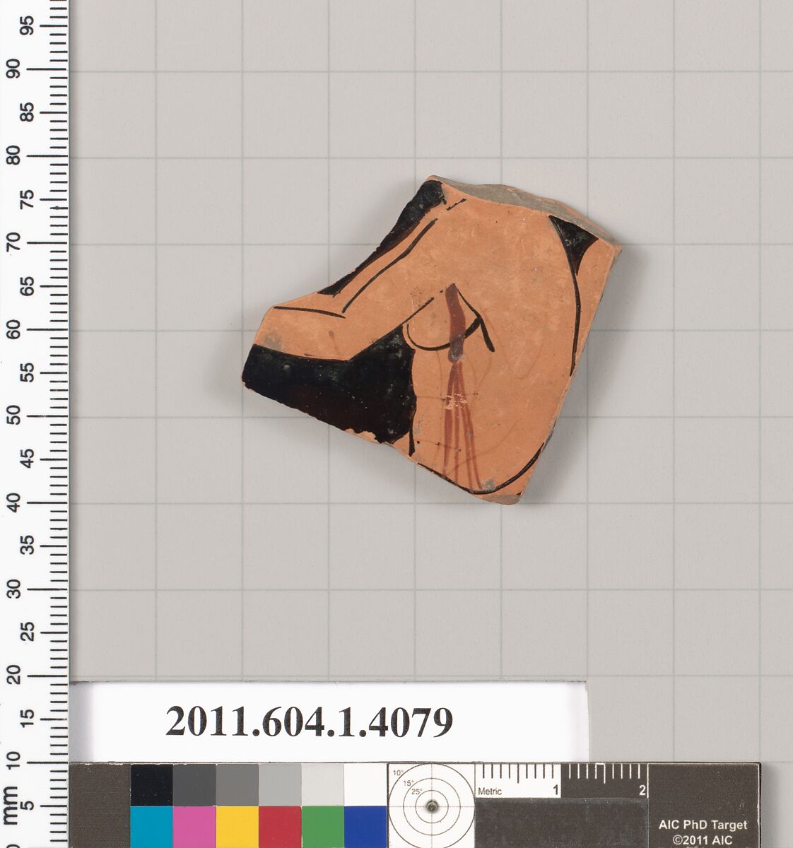 Terracotta fragment of a kylix (drinking cup), Terracotta, Greek, Attic
